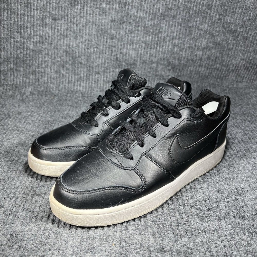 Nike‎ Eberon Low Women's Size 9.5 Black Leather White Swoosh Shoes AQ1779-001